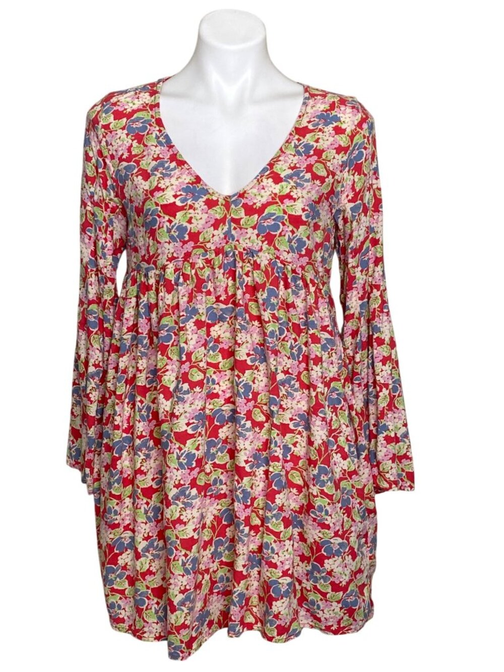 Denim & Supply Ralph Lauren Women's Red Floral Mini Dress, Long Sleeves Size M